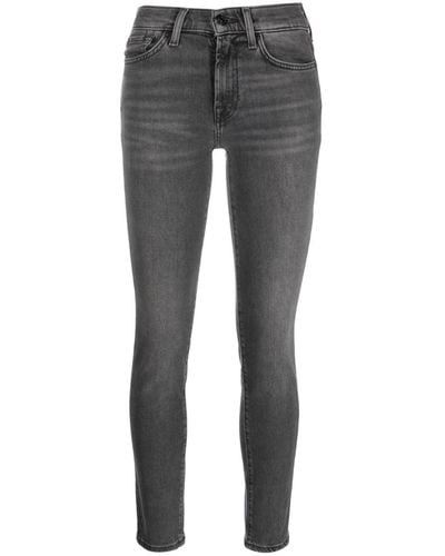 7 For All Mankind Mid-rise Cropped Skinny Jeans - Gray