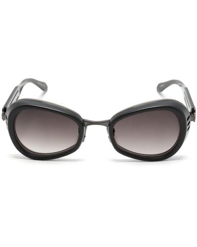 Matsuda Side-vents Oval-frame Sunglasses - Grey