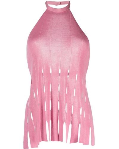 Aeron Clover Fringed Knit Top - Pink