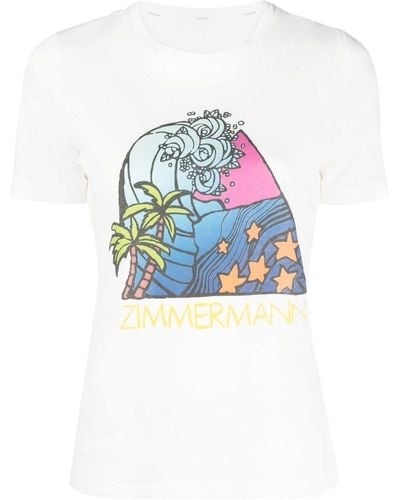 Zimmermann T-shirt Tiggy con stampa - Blu