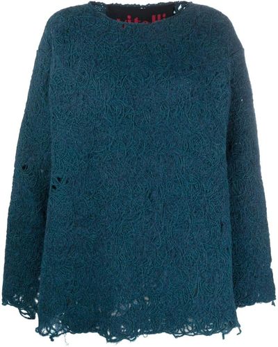 VITELLI Distressed-effect Knit Sweater - Blue