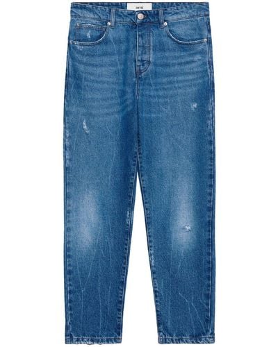 Ami Paris Straight-Leg-Jeans mit Logo-Patch - Blau