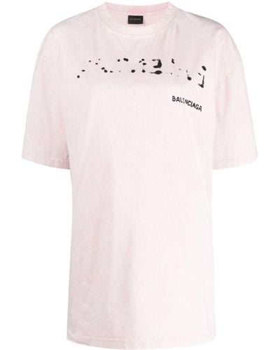 Balenciaga T-shirt Met Logoprint - Roze
