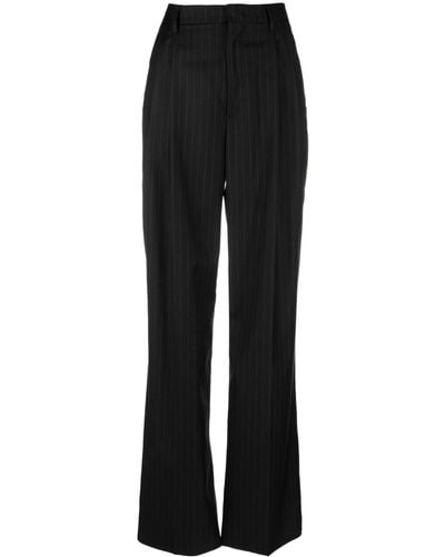 Tagliatore High-waisted Pinstripe Flared Pants - Black