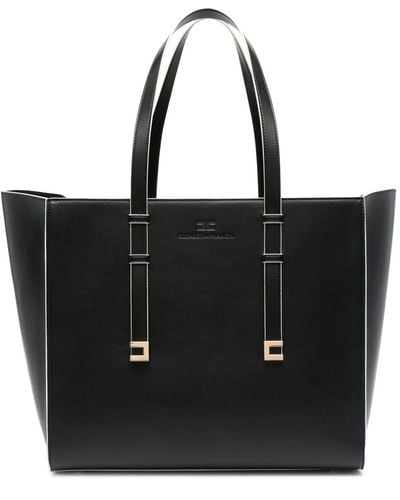 Elisabetta Franchi Grand sac cabas Roseau Essential - Noir