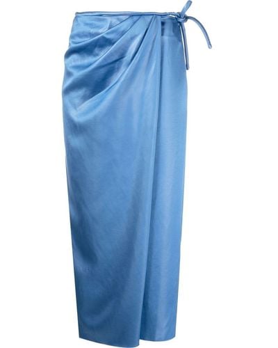 Nanushka Wrap Midi Skirt - Blue