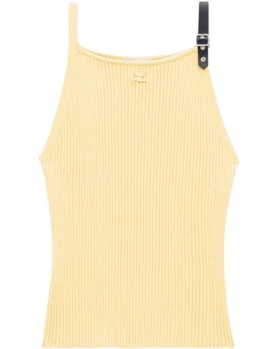 Courreges Buckle-detail Ribbed Tank Top - Yellow