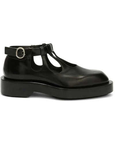 Jil Sander Buckled Leather Loafers - Black