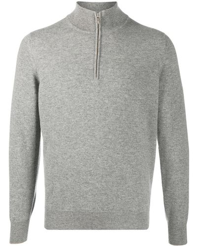 Brunello Cucinelli Zip-up Roll Neck Sweater - Gray