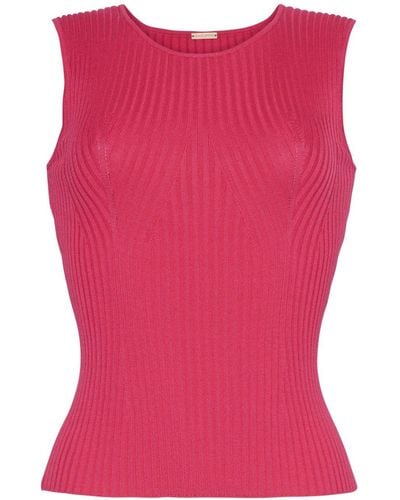 Adam Lippes Perforated-embellished Ribbed-knit Top - Pink