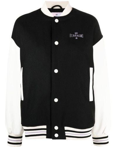 Chiara Ferragni Logo-embroidered Varsity Jacket - Black