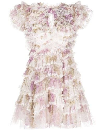 Needle & Thread Wisteria Ruffle Lace Minidress - Multicolor