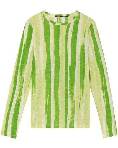 Proenza Schouler Striped Long-sleeve Cotton Top - Green