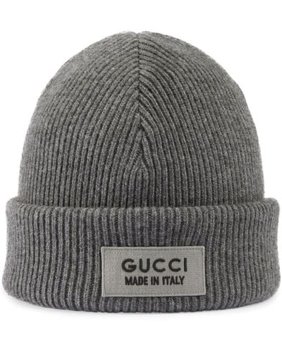 Gucci Wool Logo Patch Beanie - Gray