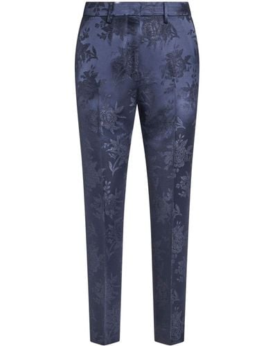 Etro Patterned-jacquard Tailored Pants - Blue