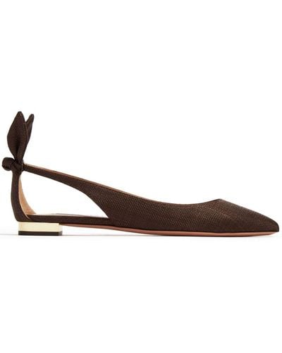 Aquazzura Leather Ballerina Shoes - Brown