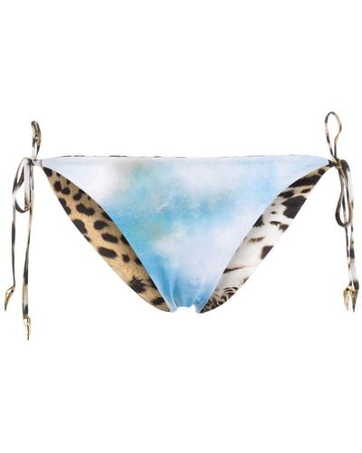 Roberto Cavalli Slip bikini reversibile a fiori - Blu