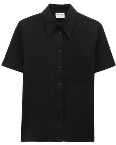 Filippa K Camisa con monograma bordado - Negro