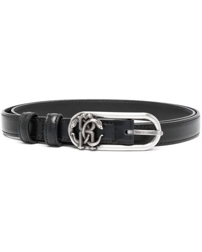 Roberto Cavalli Logo-buckle Leather Belt - Black
