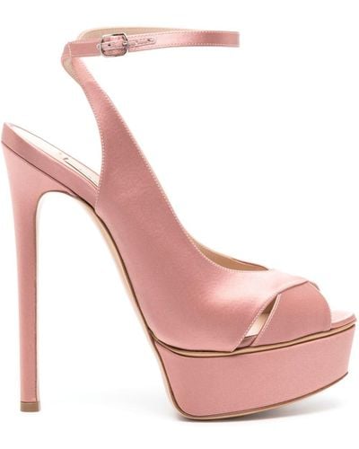 Casadei Flora Jolly 155mm Satin Sandals - Pink