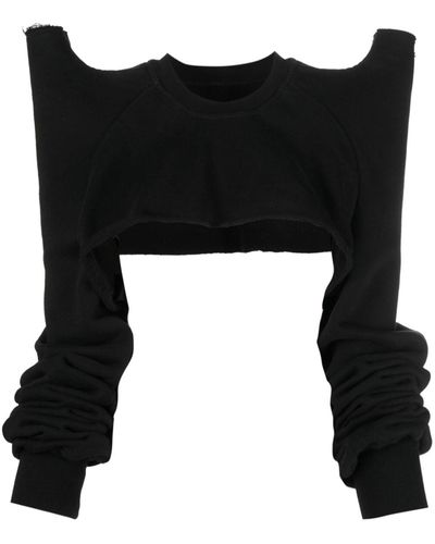 Rick Owens Tec Jersey Cropped Sweatshirt - Black