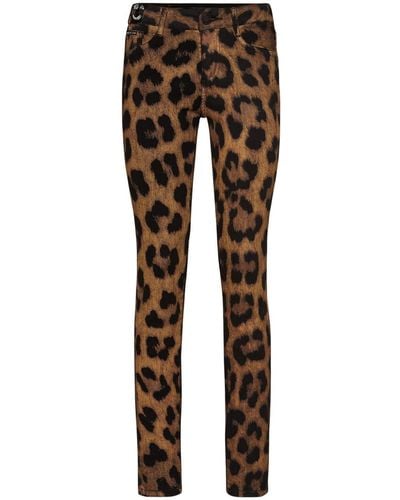 Philipp Plein Skinny-Jeans mit Leoparden-Print - Braun