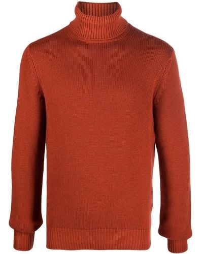 Dell'Oglio Roll-neck Ribbed-knit Jumper - Red