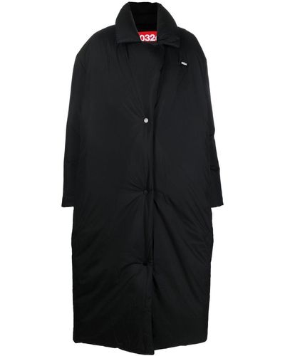 032c Padded Oversize Long Coat - Black