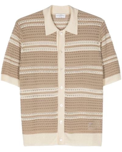 Ballantyne Striped Crochet-knit Polo Shirt - Natural
