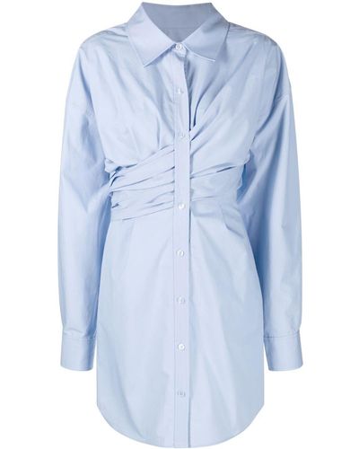 Alexander Wang Gathered Cotton Shirt Dress - Blue