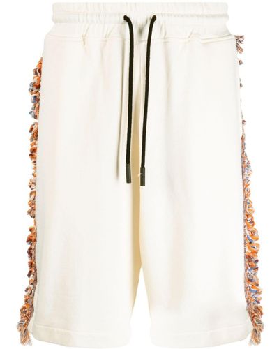 Marcelo Burlon Frayed-detailing Cotton Shorts - Natural