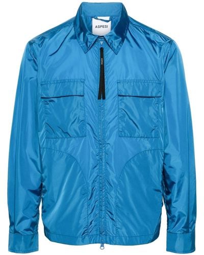 Aspesi Leichte Jacke mit Logo-Print - Blau