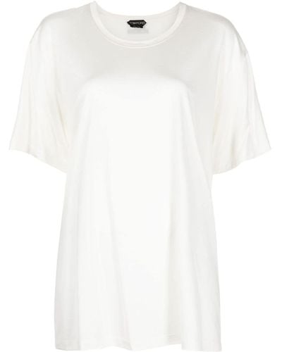 Tom Ford Logo-patch Silk T-shirt - White