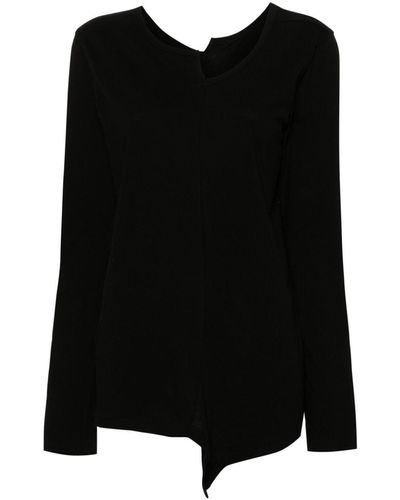 Yohji Yamamoto Asymmetric-design Cotton T-shirt - Black