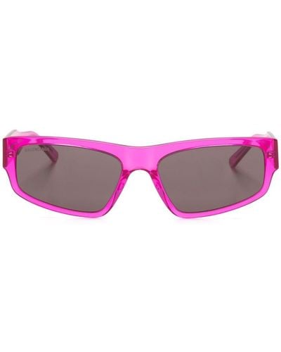 Balenciaga Logo-print Rectangle-frame Sunglasses - Pink