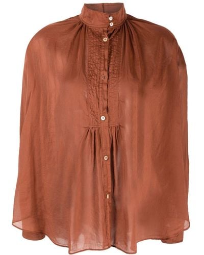 Forte Forte Long-sleeve Cotton-silk Shirt - Brown