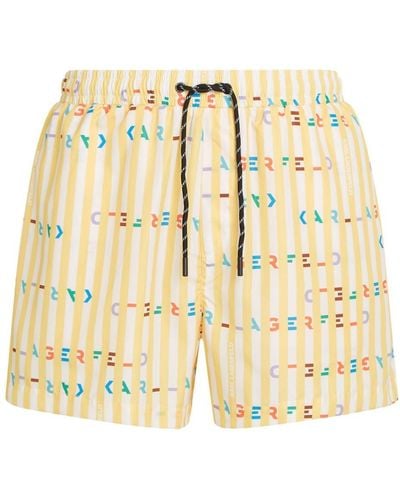 Karl Lagerfeld Logo-print Striped Swim Shorts - Natural