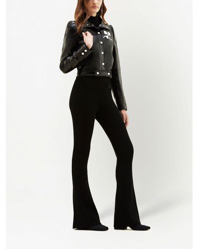 Courreges Reediton Ribbed Flared Trousers - Black
