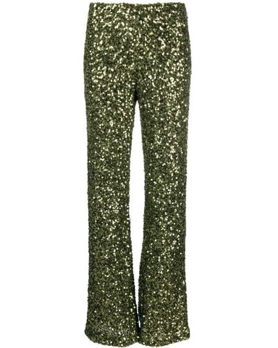 P.A.R.O.S.H. Sequin Straight-leg Trousers - Green