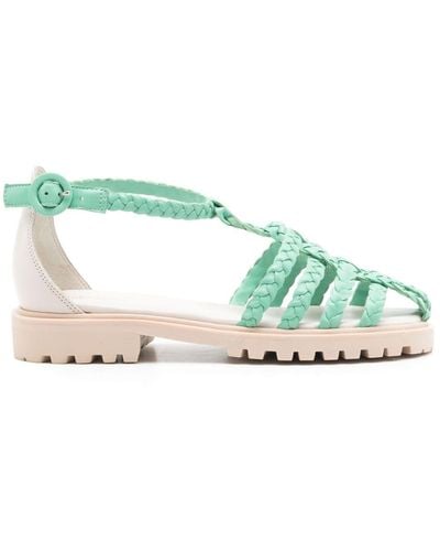Sarah Chofakian Flanner Caged Braided Sandals - Green