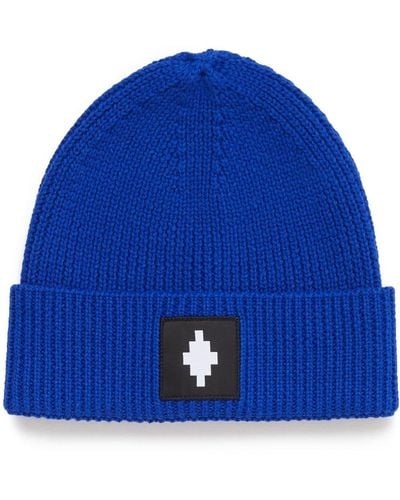 Marcelo Burlon Gerippte Mütze mit Logo-Patch - Blau
