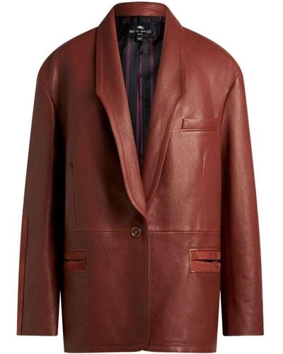 Etro Suede-trim Leather Jacket - Brown