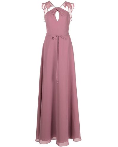 Marchesa Frilled Halter-neck Gown - Purple