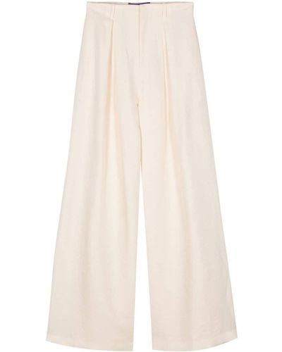 Ralph Lauren Collection Pantalon palazzo Greer à détails plissés - Blanc
