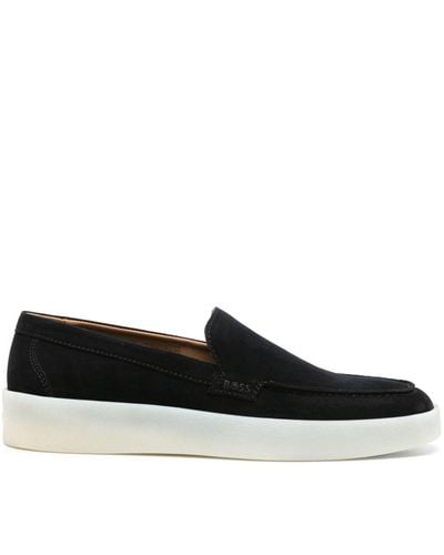 BOSS Square-toe Suede Loafers - Black