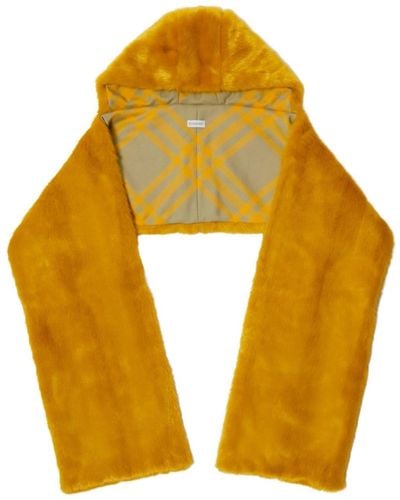 Burberry Faux-fur Hooded Scarf - Yellow