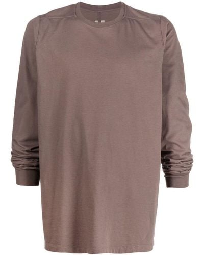Rick Owens T-shirt en coton à manches longues - Marron