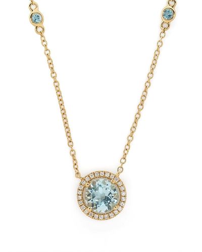 Kiki McDonough 18kt Yellow Gold Grace Blue Topaz And Diamond Pendant Necklace - Metallic