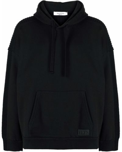 Valentino Garavani Panelled Knitted Hoodie - Black
