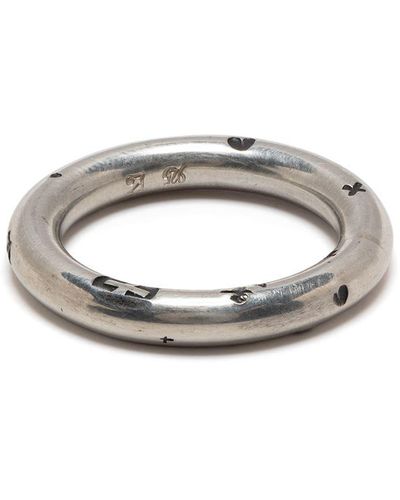 Werkstatt:münchen Gravierter Ring aus Sterlingsilber - Weiß